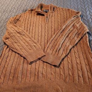 Christopher & Banks Men’s Cable Half-Zip Sweater in Rust Brown